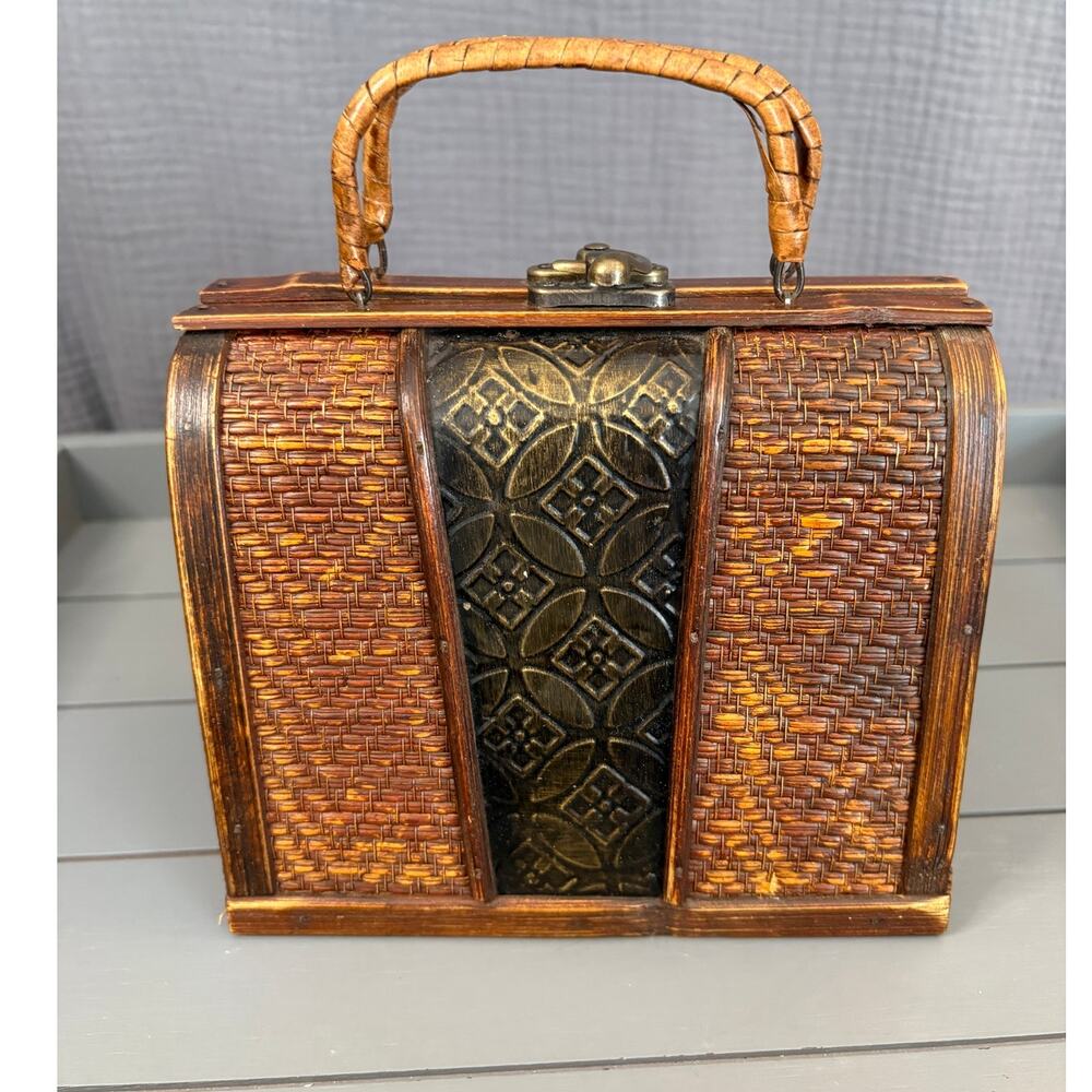 Vintage Wicker Box Purse Handbag - Picture 2 of 7